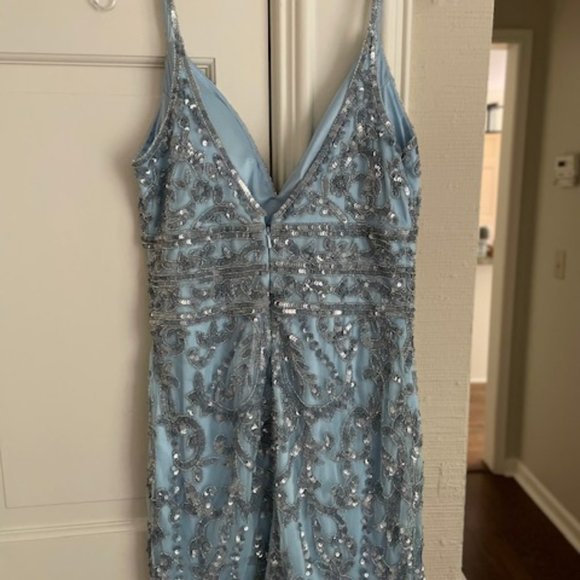 Homecoming Dress - Beaded, Short, Powder Blue - Picture 3 of 8